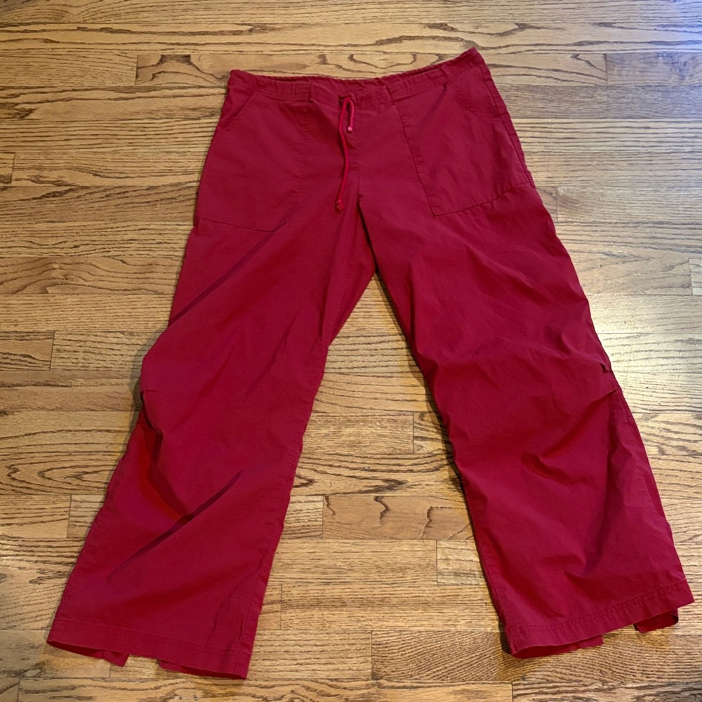 Women's Red Drawstring "Be Present" Cropped Pants